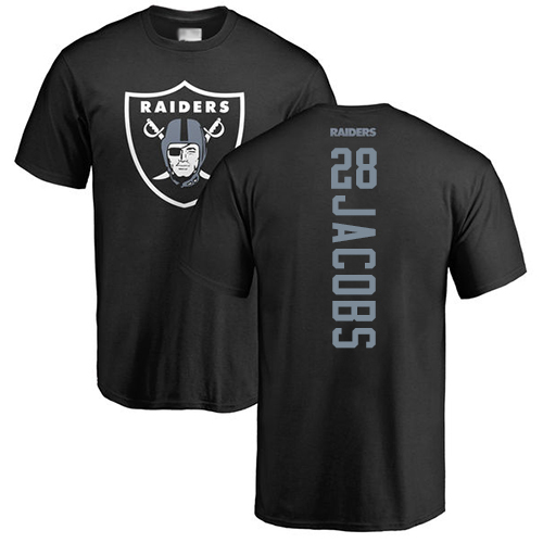Men Oakland Raiders Black Josh Jacobs Backer NFL Football #28 T Shirt->nfl t-shirts->Sports Accessory